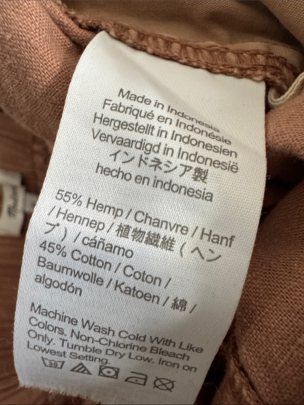 Madewell Hemp Cotton Wide Leg Pants Dusty Rose Pull On Drawstring Casual Lounge - Picture 6 of 6
